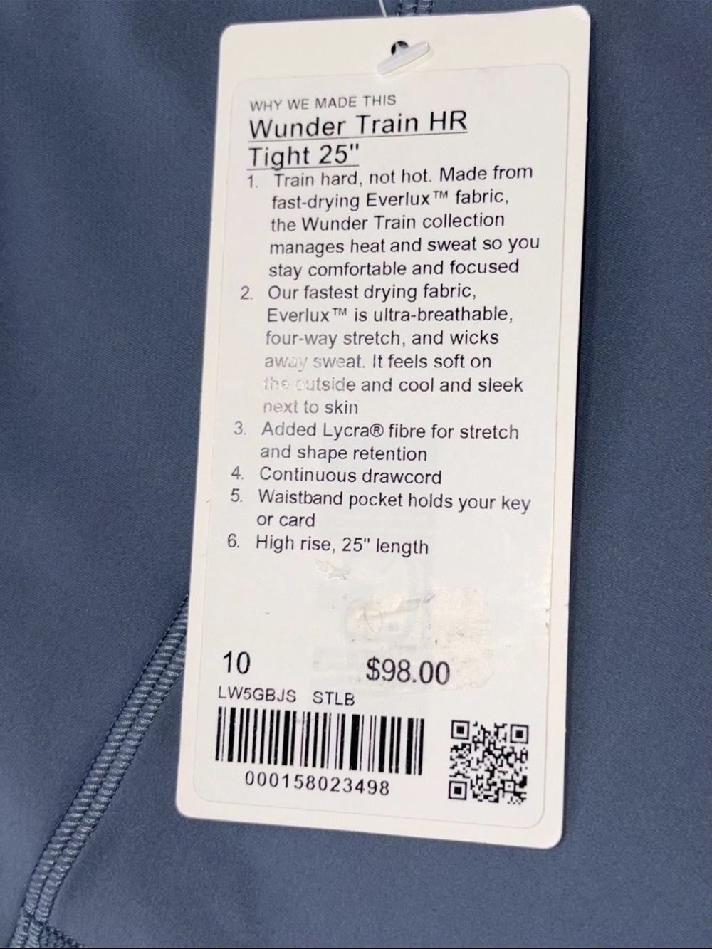 NWT*LULULEMON*SIZE 10*WUNDER TRAIN HIGH RISE 25” L PANT*AUTHENTIC*STEEL BLUE*$98 - Picture 5 of 16
